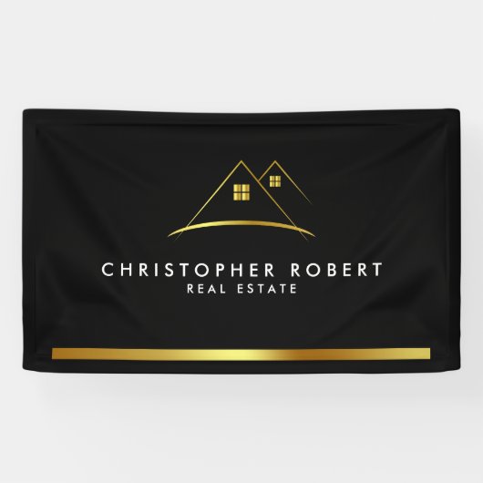 Modern Golden House Logo Real Anwesen Banner (Horizontal)
