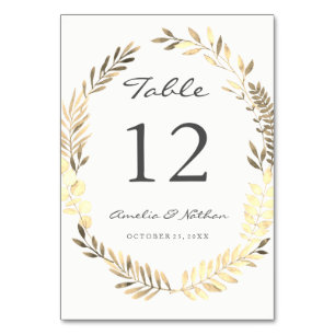 Modern Golden Leaf Kraut Tischnummer Cards