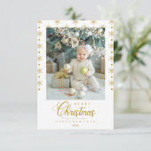 Modern Golden Merry Christmas Photo Baby (Stehend Vorderseite)
