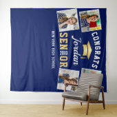 Modern Golden Navy Graduation Photo Booth Backdrop Wandteppich (Beispiel (Horizontal))