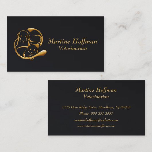 Modern. Goldene Haustiere Visitenkarte (Vorne/Hinten)