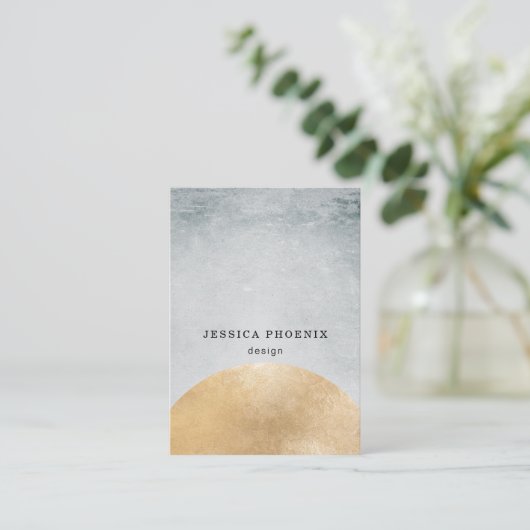 Modern Goldener Kreis Aquarell Grau Schwarz Visitenkarte (Stehend Vorderseite)