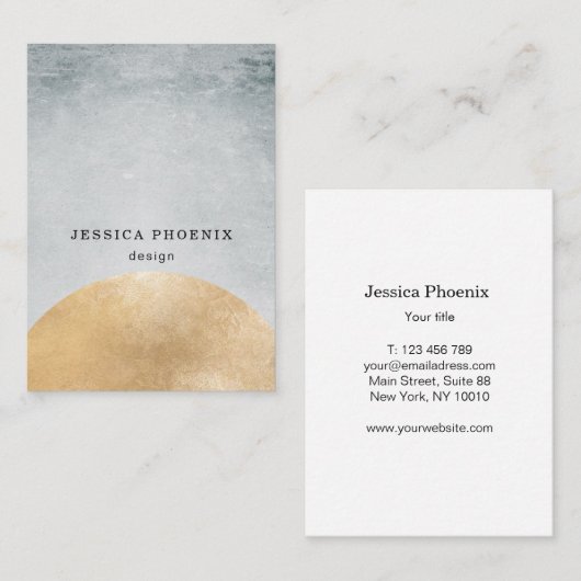Modern Goldener Kreis Aquarell Grau Schwarz Visitenkarte (Vorne/Hinten)