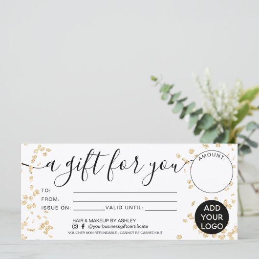 Modern goldenes Glitzer für Ihr Zertifikat (Stehend Vorderseite)