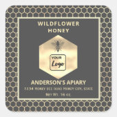 Modern goldenes Honigwabenlogo Quadratischer Aufkleber (Vorderseite)
