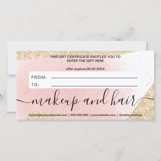 Modern goldfarbener Glitzer Rosa Logo Geschenkguts (Rückseite)