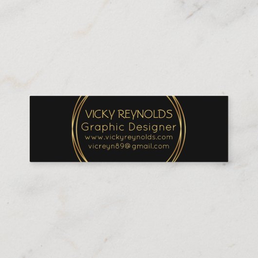 Modern goldfarbenes Monogramm-Logo Mini Visitenkarte (Rückseite)