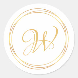 Modern goldfarbenes Monogramm-Logo Runder Aufkleber