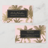 Modern Goldfolie Rosa Palme Makeup Haar Drehbuch Visitenkarte (Vorne/Hinten)