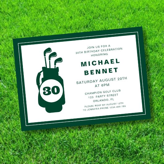 Modern Golf 30. Geburtstag Einladung