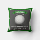 Modern Golf Ball Baby Birth Stats Kissen (Rückseite)