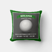Modern Golf Ball Baby Birth Stats Kissen (Vorderseite)