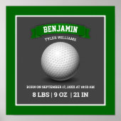Modern Golf Ball Baby Birth Stats Poster (Vorne)