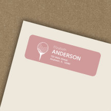 Modern Golf Ball & Tee Dusty Rose Return Address