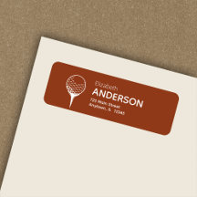 Modern Golf Ball & Tee Terracotta Return Address