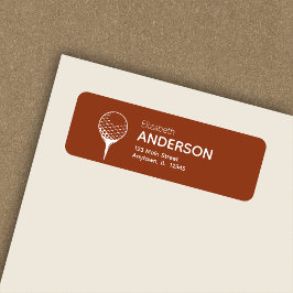 Modern Golf Ball & Tee Terracotta Return Address
