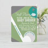 Modern Golf Ball Thema Boy Baby Dusche Grüne Marin Einladung (Stehend Vorderseite)
