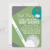 Modern Golf Ball Thema Boy Baby Dusche Grüne Marin Einladung (Vorderseite)