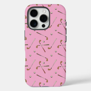 Modern Golf Golfer Club Ball Muster Rosa iPhone 16 Pro Hülle