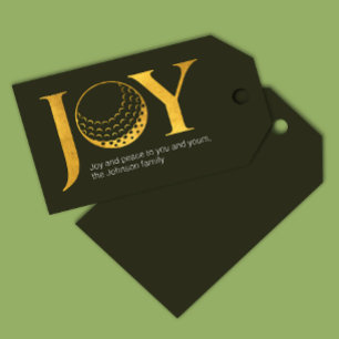 Modern Golf Joy & Peace Dunkle Grüne Weihnachten Geschenkanhänger