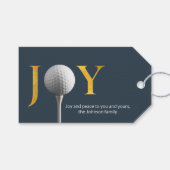 Modern Golf Joy & Peace Navy Blauer Weihnachten Geschenkanhänger (Vorderseite (Horizontal))