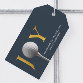 Modern Golf Joy & Peace Navy Blauer Weihnachten Geschenkanhänger