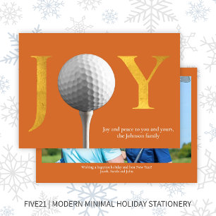 Modern Golf Joy & Peace Orange Weihnachts-Foto Feiertagskarte