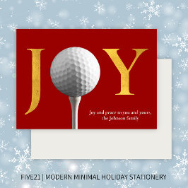 Modern Golf Joy & Peace Red Christmas Feiertagskarte