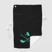 Modern Golf Monogram Pro Golfer Sport Black Green Golfhandtuch (Insitu)