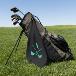 Modern Golf Monogram Pro Golfer Sport Black Green Golfhandtuch
