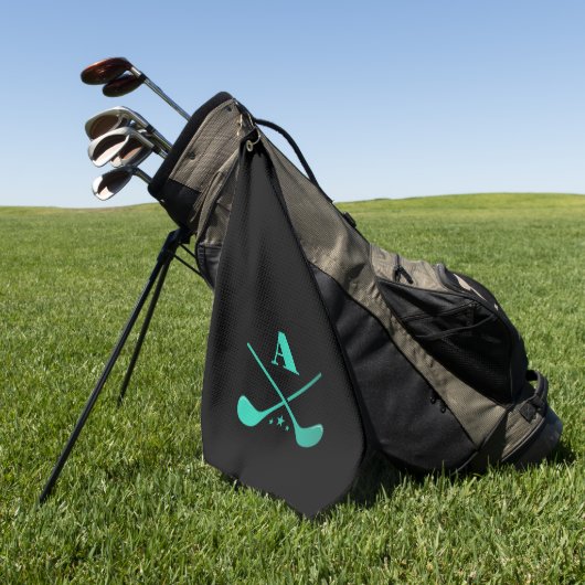 Modern Golf Monogram Pro Golfer Sport Black Green Golfhandtuch (Gras)