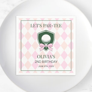 Modern Golf Pink Mädchen Sport 2. Geburtstag Par-t Serviette