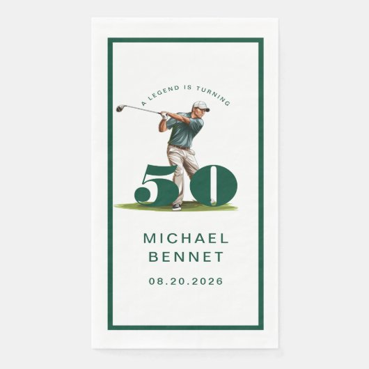 Modern Golfer 50th Birthday Serviette (Vorderseite)