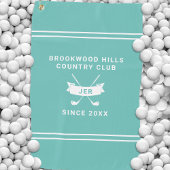 Modern Golfer Monogram Initials Golf Clubs Teal Golfhandtuch