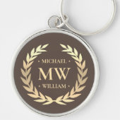 Modern Golfer Monogram Name Brown Gold Premium Schlüsselanhänger (Vorne)
