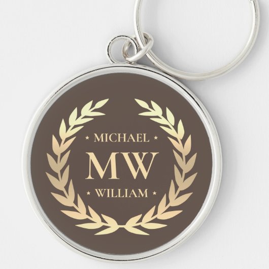 Modern Golfer Monogram Name Brown Gold Premium Schlüsselanhänger (Vorne)