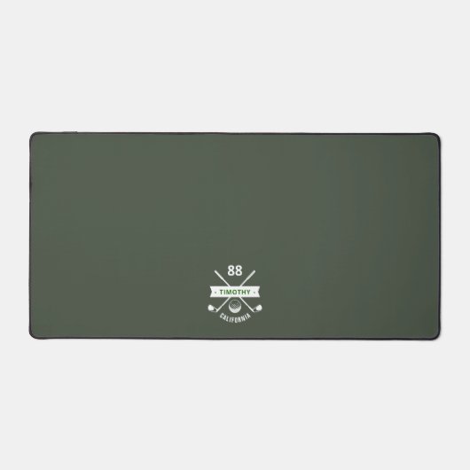 MODERN GOLFER MONOGRAM NAME DARK GREEN SCHREIBTISCHUNTERLAGE (Vorderseite)