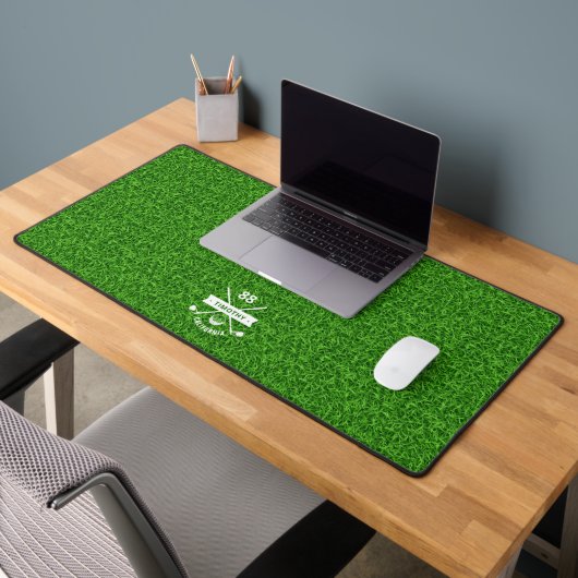 MODERN GOLFER MONOGRAM NAME GRASS GREEN SCHREIBTISCHUNTERLAGE (Büro 2)