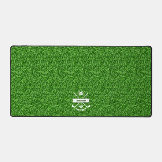 MODERN GOLFER MONOGRAM NAME GRASS GREEN SCHREIBTISCHUNTERLAGE (Vorderseite)