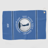 Modern Golfer Monogram Pro Sports Golf Ball Blau Golfhandtuch (Horizontal)