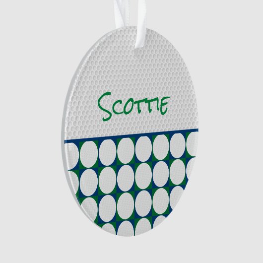 Modern Golfer NAME Golf Balls Blue Green Fun Ornament (Vorderseite)
