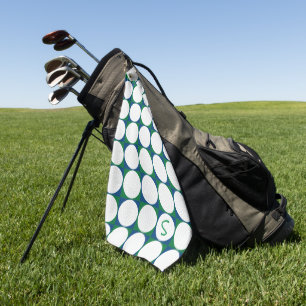 Modern Golfer Name White Green Golf Balls Golfhandtuch