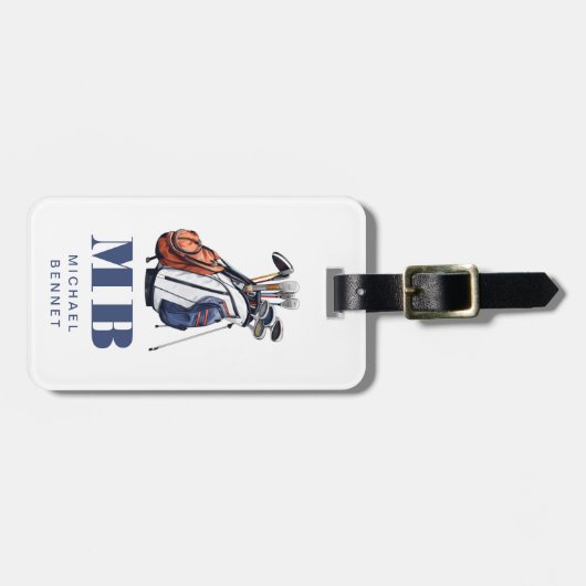 Modern Golfer Sport Monogram Gepäckanhänger (Vorderseite horizontal)