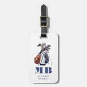 Modern Golfer Sport Monogram Gepäckanhänger (Vorderseite vertikal)