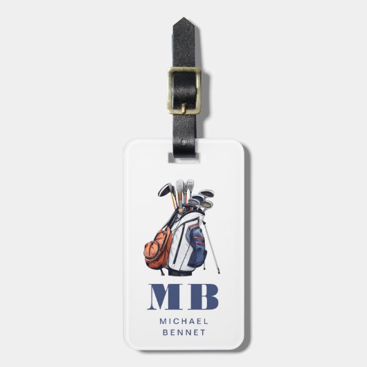 Modern Golfer Sport Monogram Gepäckanhänger (Vorderseite vertikal)