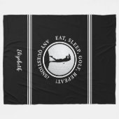 Modern Golfer Sports Monogram Name Golf Black Fleecedecke (Vorderseite (Horizontal))