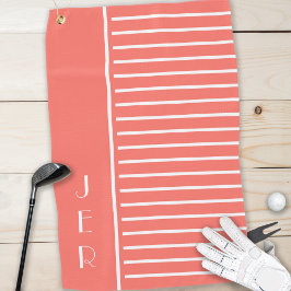 Modern Golfer Template Monogram Sporenkoralle Weiß Golfhandtuch