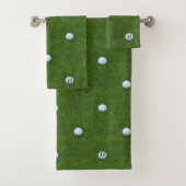 Modern Golfer Vater Monogram Golf Ball Green Badhandtuch Set (Insitu)