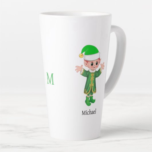 Modern Good Luck Elf with Script and Monogram Milchtasse (Rechte Ecke)