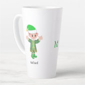 Modern Good Luck Elf with Script and Monogram Milchtasse (Linke Ecke)